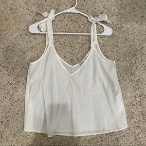 Zara White Linen Tie Tank